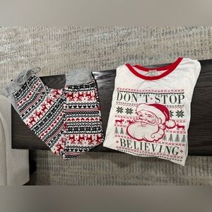 Women’s Don't Stop Believing Red & White Christmas Pajama Set